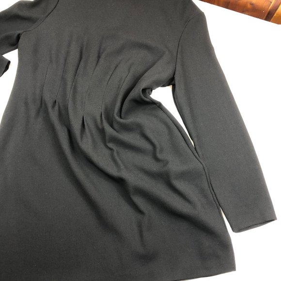 Laura Ashley Vintage Black Wool Sheath Dress Old Money Quiet Luxury Minimalist - Picture 10 of 16